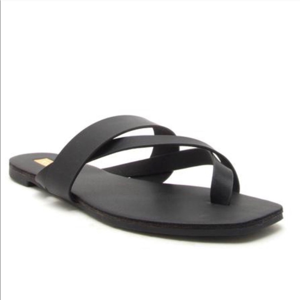 ⬇️ Criss Cross Strappy Slide Sandal in Black - Picture 3 of 7